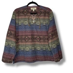 Cabela's Women's Tribal Print Flannel Tunice Shirt Pullover Size Large